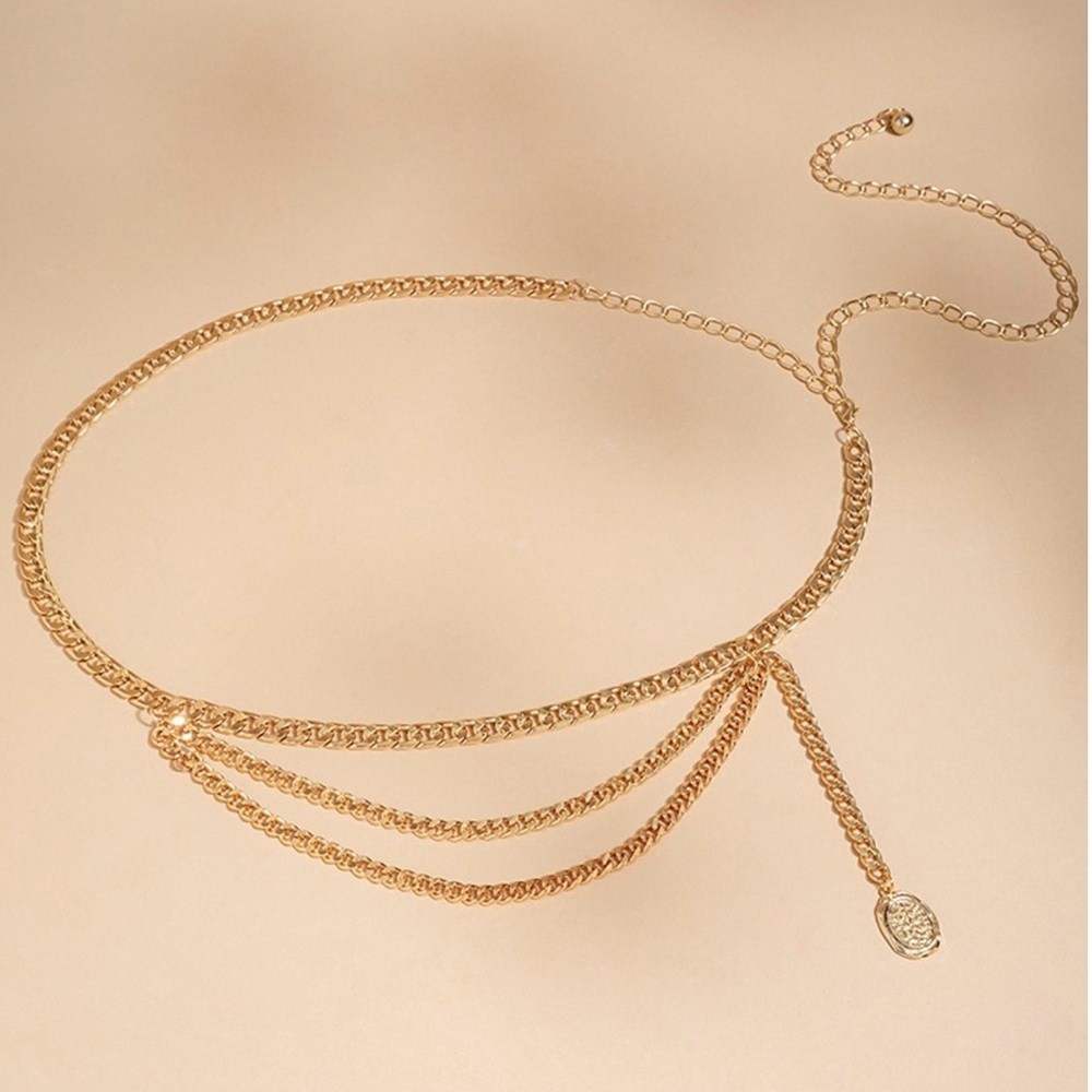 NWT Francesca’s triple chain gold belt